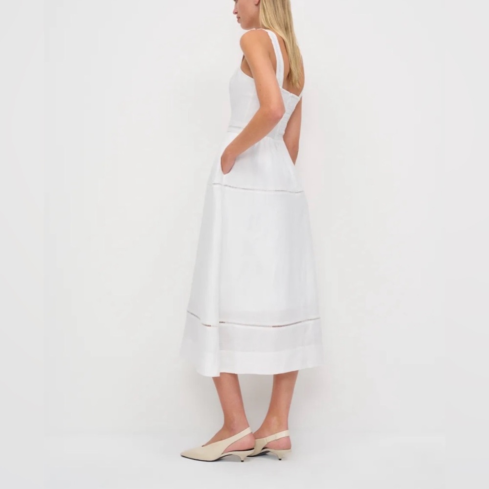NWOT Reformation Everett Linen Midi Dress White A-Line Summer Vacation 8 Bridal - Picture 4 of 11